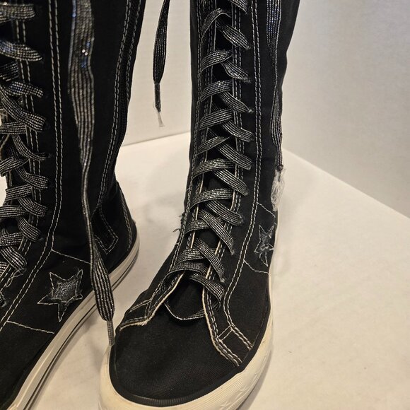 CONVERSE JUNIOR ONE STAR CALF HIGH LACE UP SNEAKERS - Picture 2 of 10